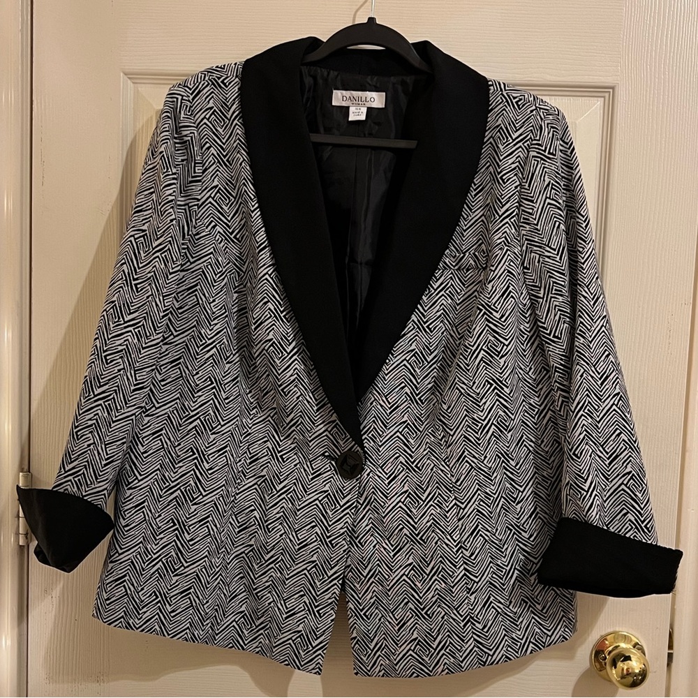 Danillo Geometric Zig Zag Pattern Blazer - image 1
